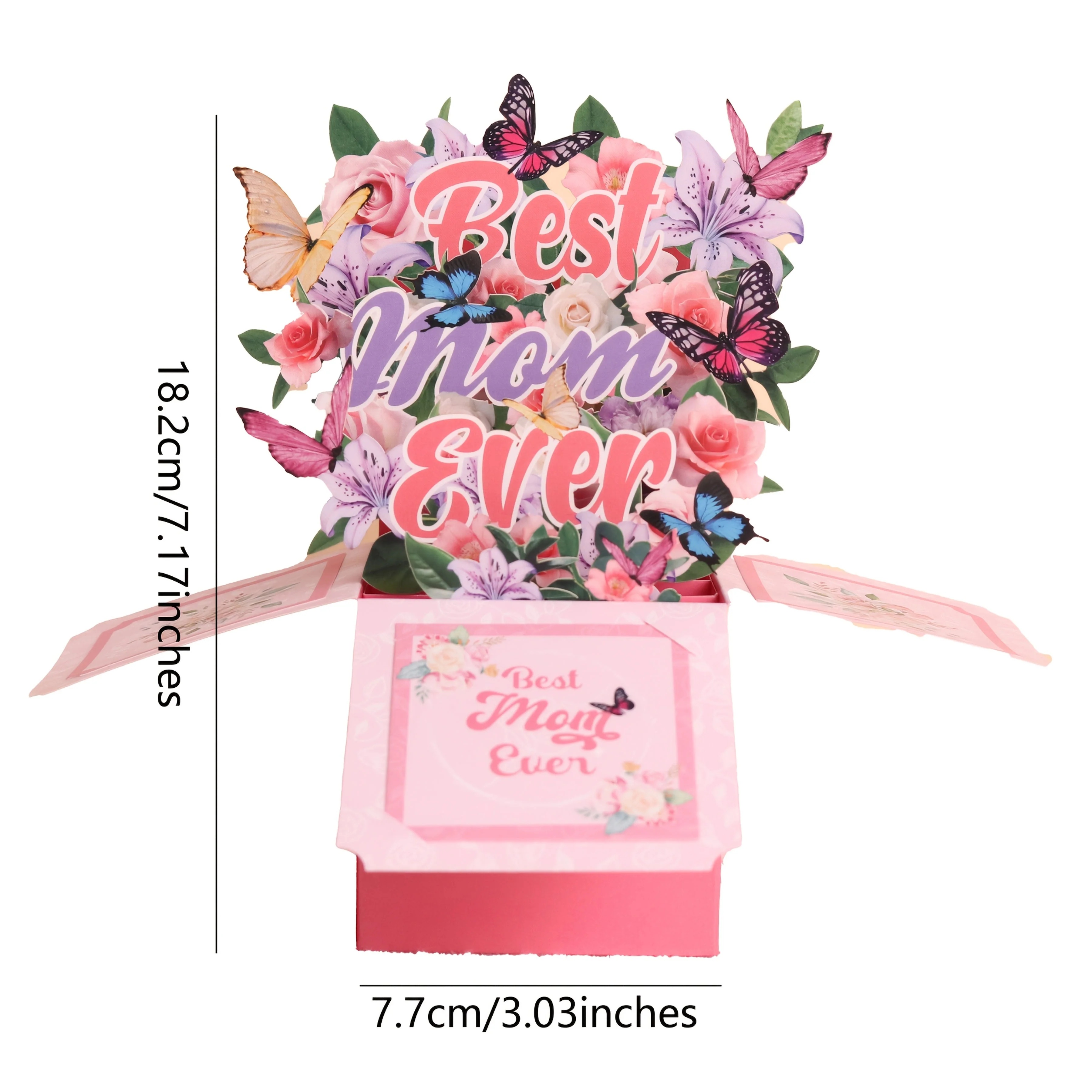 Carte Pop-Up Cadeau Fête des Mères Style Bouquet 3D pour Femme - Décoration et Message Meilleure Maman - Image 3