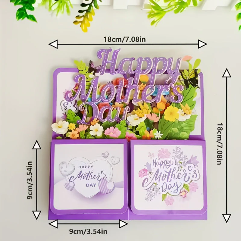 Carte Pop-Up Fleurie 3D pour la Fête des Mères – Décoration et Message pour Femme - Image 4