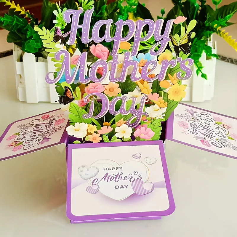 Carte Pop-Up Fleurie 3D pour la Fête des Mères – Décoration et Message pour Femme - Image 7