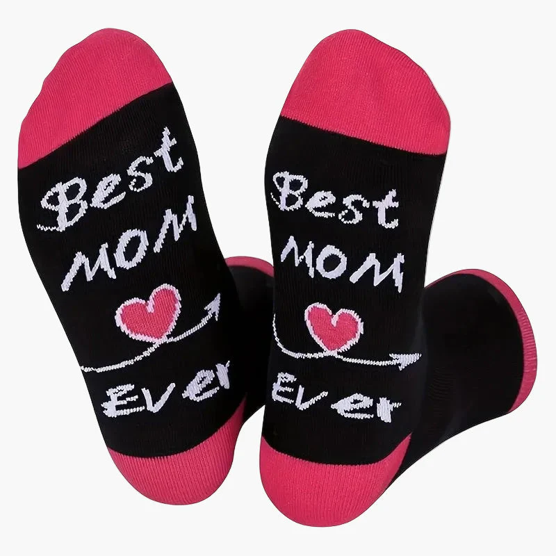 Chaussettes fantaisie femme – Meilleure maman – Cadeau original fête des mères ou anniversaire - Image 5