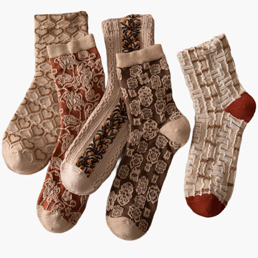 Chaussettes fantaisie femme style bohème motif floral lot de 5 paires - Image 14