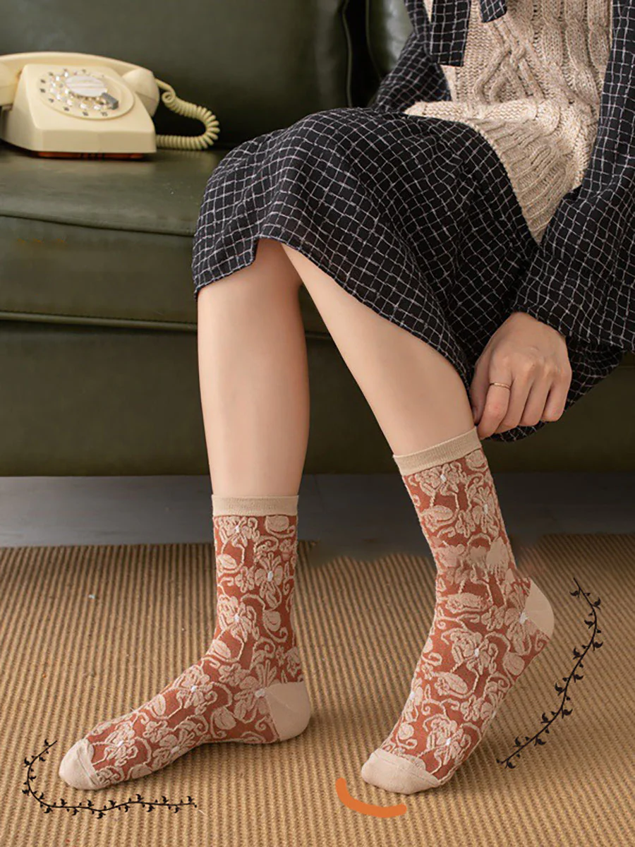 Chaussettes fantaisie femme style bohème motif floral lot de 5 paires - Image 2
