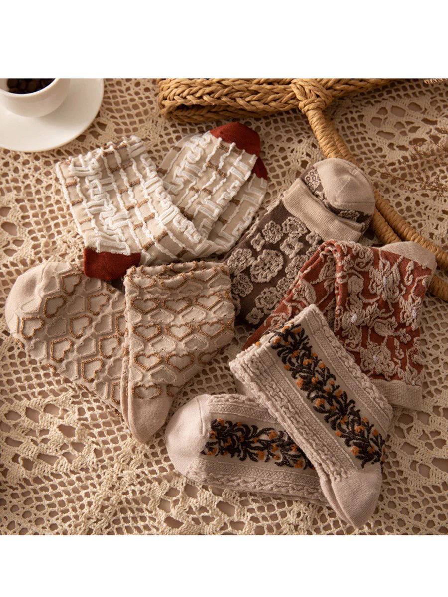 Chaussettes fantaisie femme style bohème motif floral lot de 5 paires - Image 3