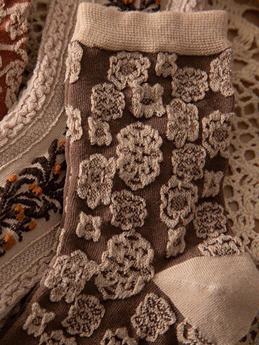 Chaussettes fantaisie femme style bohème motif floral lot de 5 paires - Image 7
