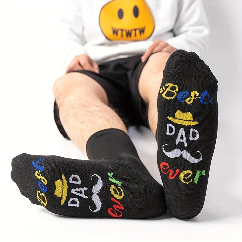 Chaussettes fantaisie homme « Best Dad Ever » cadeau original fête des pères - Image 4