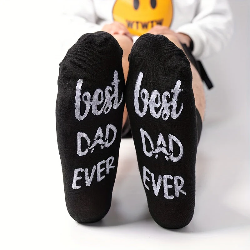 Chaussettes fantaisie homme – Cadeau original « Best Dad Ever » pour papa – Style décontracté, humour et confort au quotidien - Image 4