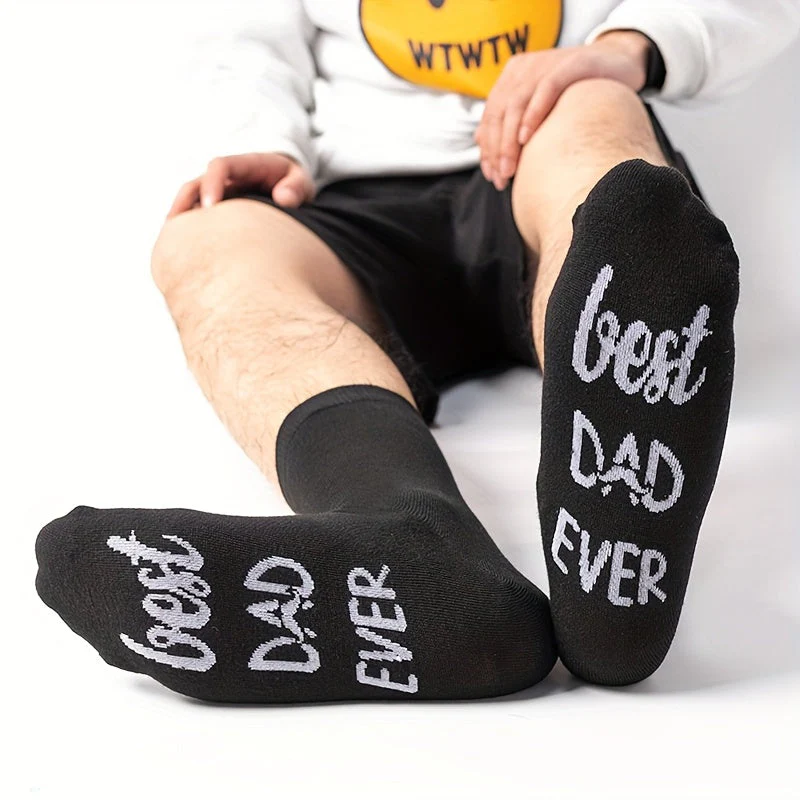 Chaussettes fantaisie homme – Cadeau original « Best Dad Ever » pour papa – Style décontracté, humour et confort au quotidien - Image 5