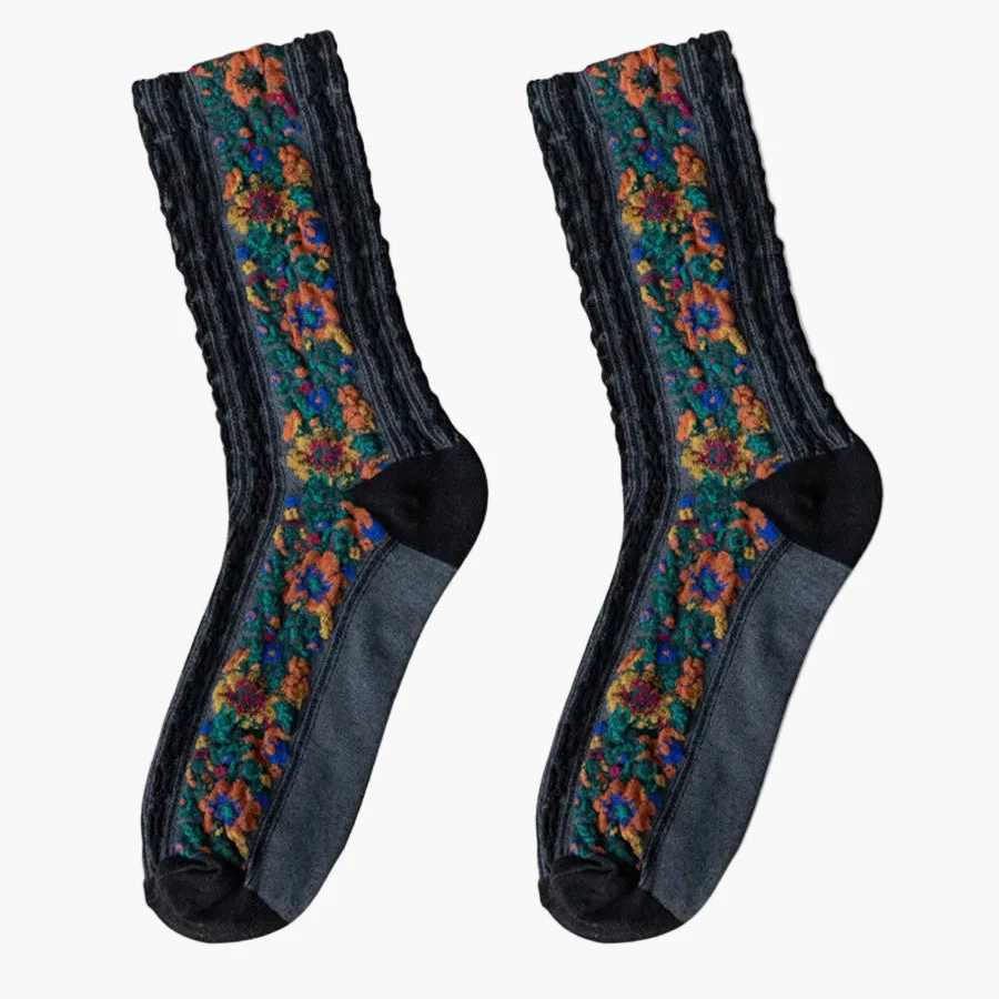Chaussettes Femme Style Vintage à Motifs Floraux Brodés, Élégantes et Confortables pour le Quotidien - Image 7