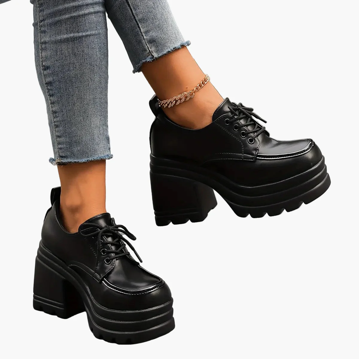 Chaussures à plateforme style Oxford à lacets pour femme – Look rétro tendance, usage quotidien ou soirée - Image 6