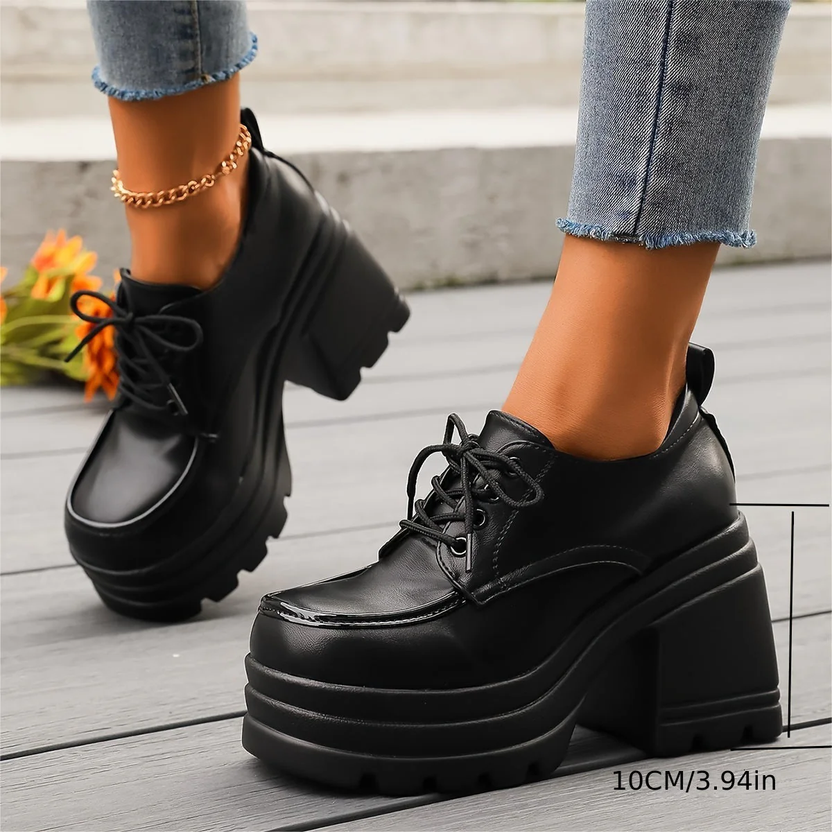 Chaussures à plateforme style Oxford à lacets pour femme – Look rétro tendance, usage quotidien ou soirée - Image 8