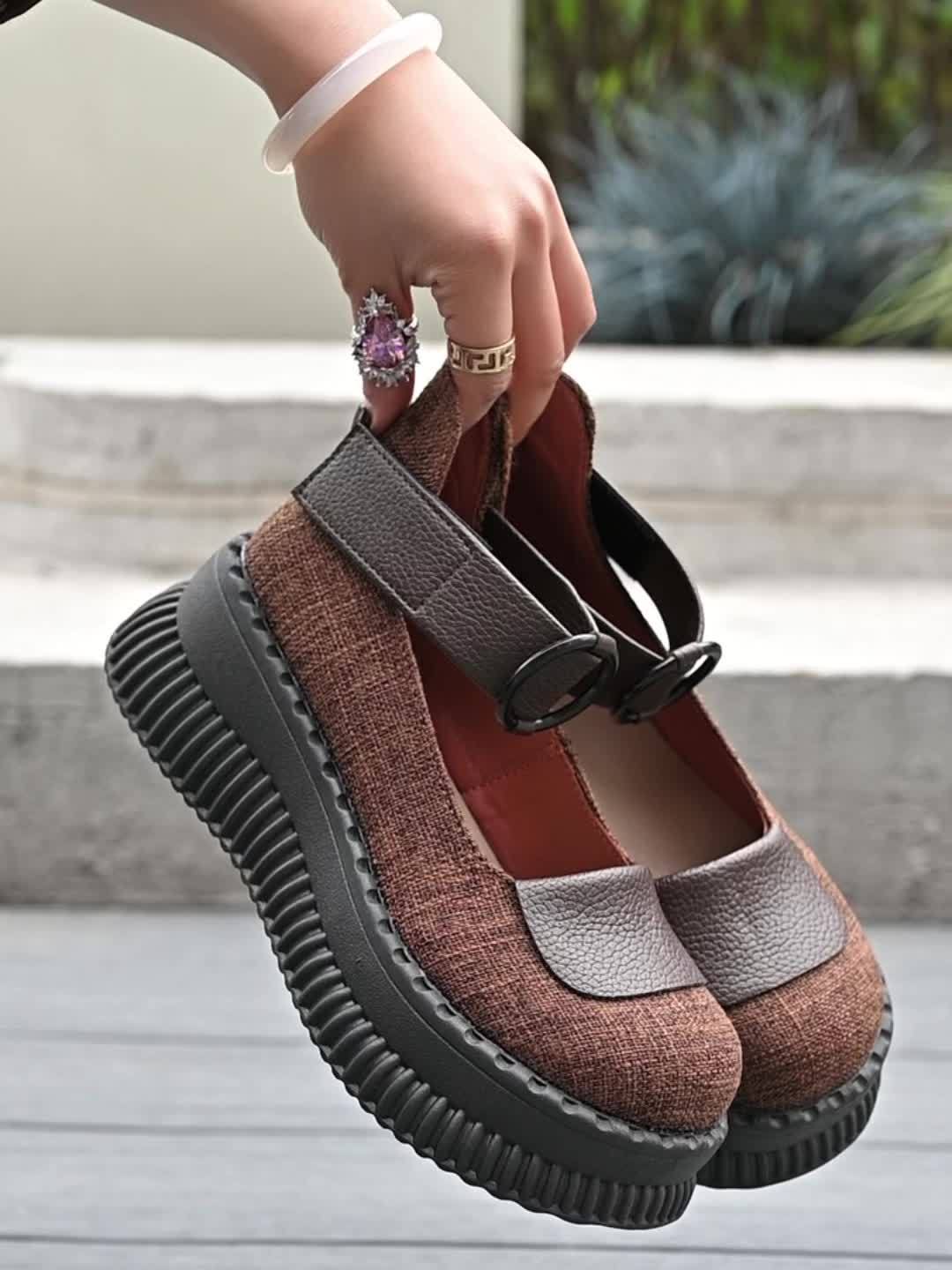 Chaussures bateau vintage pour femme à bout rond et bride boucle – Style décontracté - Image 11