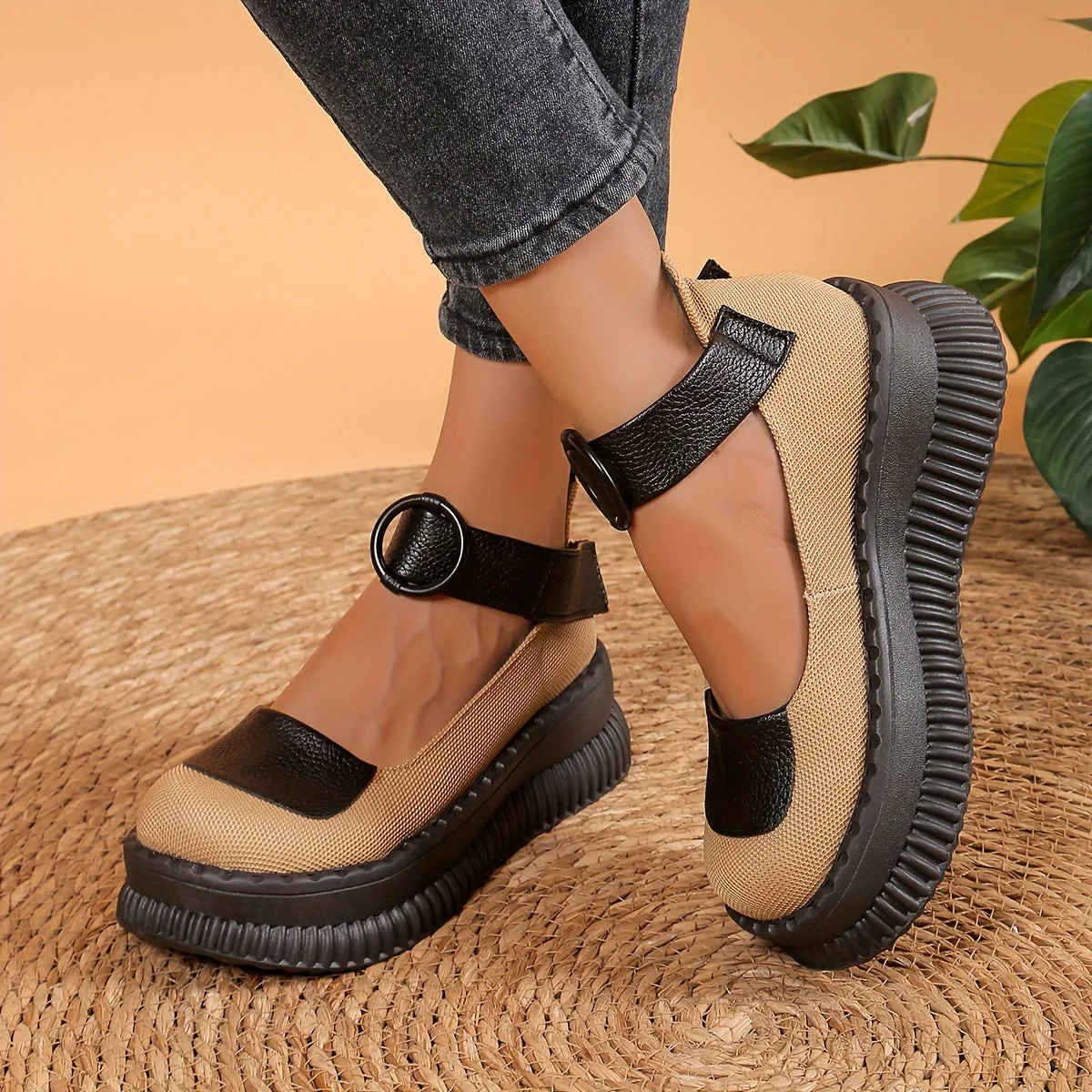 Chaussures bateau vintage pour femme à bout rond et bride boucle – Style décontracté - Image 4