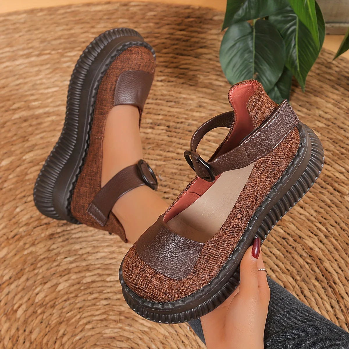 Chaussures bateau vintage pour femme à bout rond et bride boucle – Style décontracté - Image 9