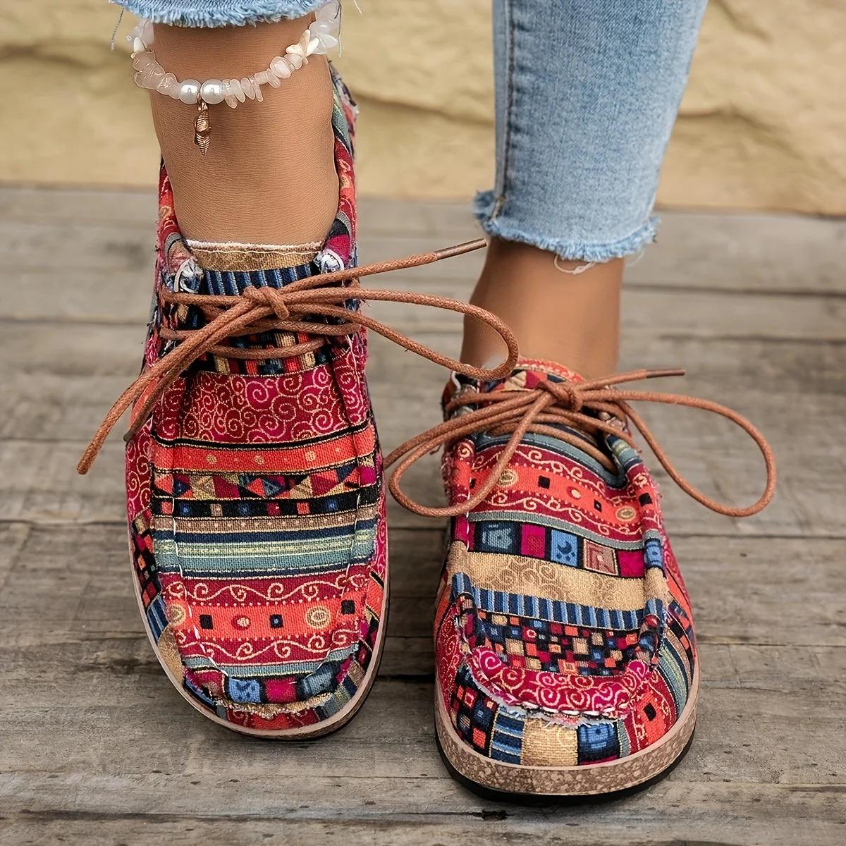 Chaussures décontractées vintage pour femme style mocassin à motifs ethniques - Image 10