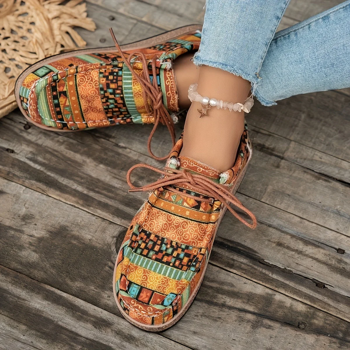 Chaussures décontractées vintage pour femme style mocassin à motifs ethniques - Image 11