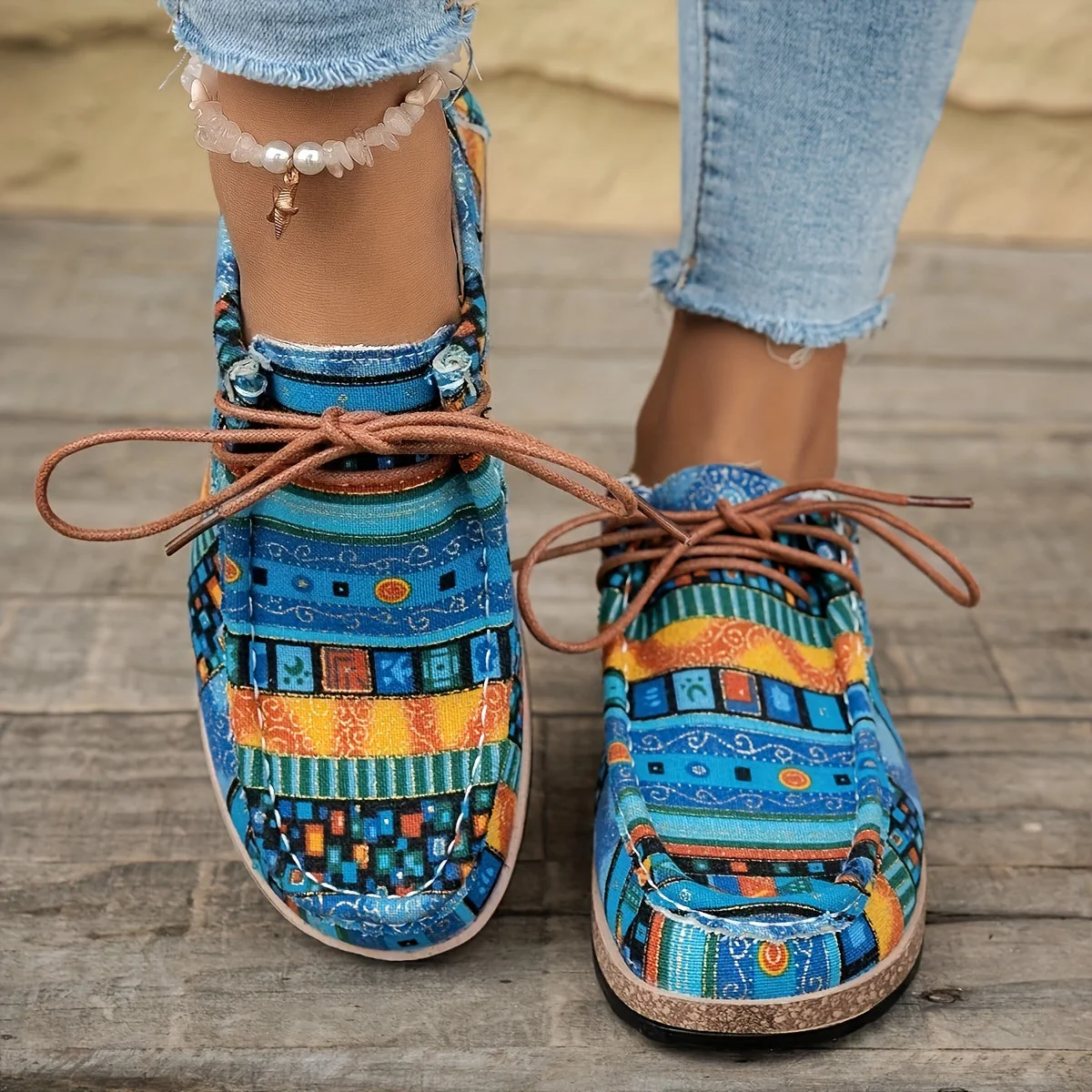 Chaussures décontractées vintage pour femme style mocassin à motifs ethniques - Image 12