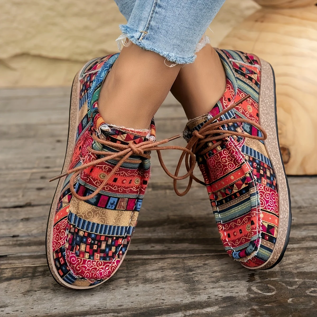 Chaussures décontractées vintage pour femme style mocassin à motifs ethniques - Image 13