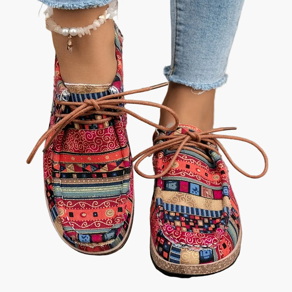 Chaussures décontractées vintage pour femme style mocassin à motifs ethniques - Image 2