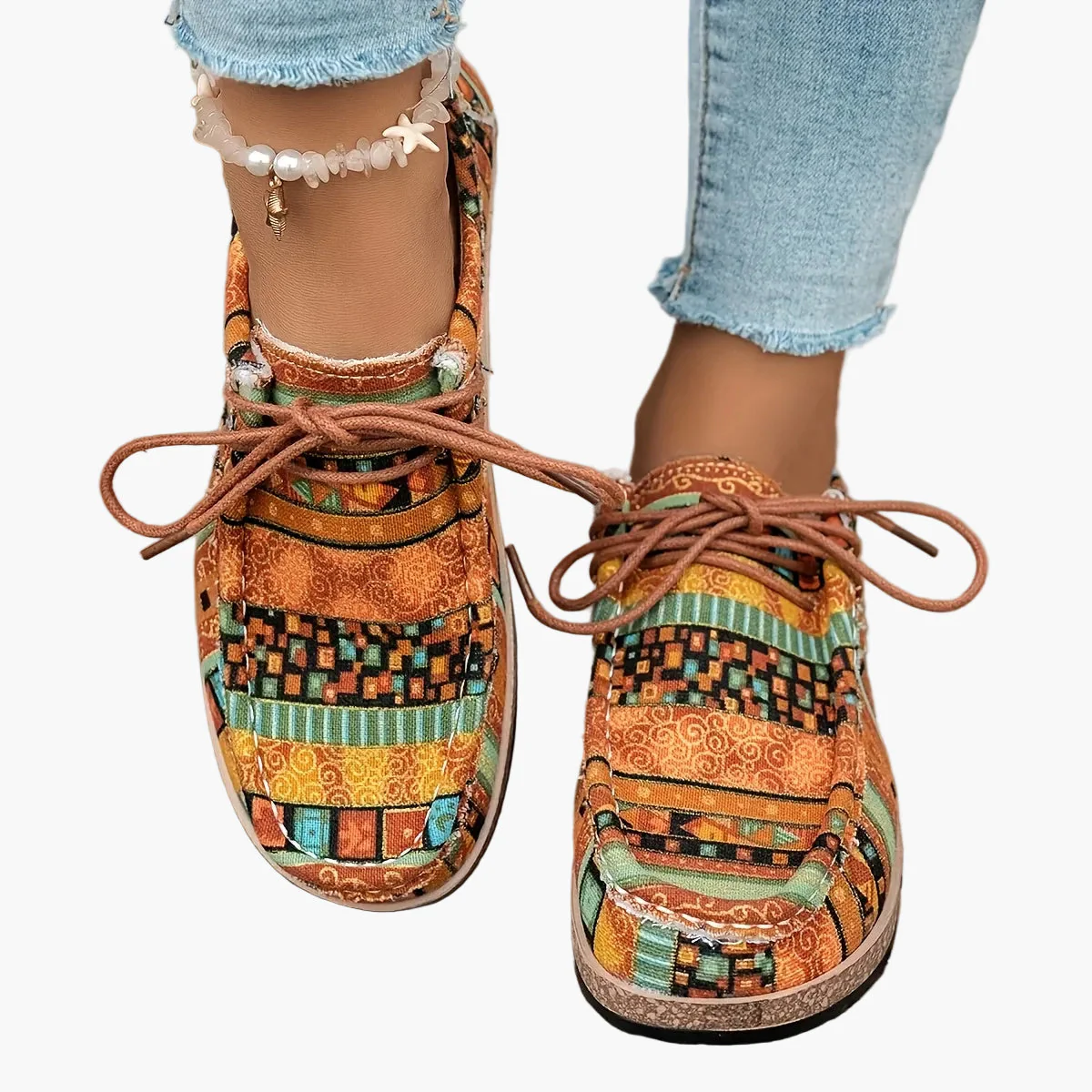 Chaussures décontractées vintage pour femme style mocassin à motifs ethniques - Image 3