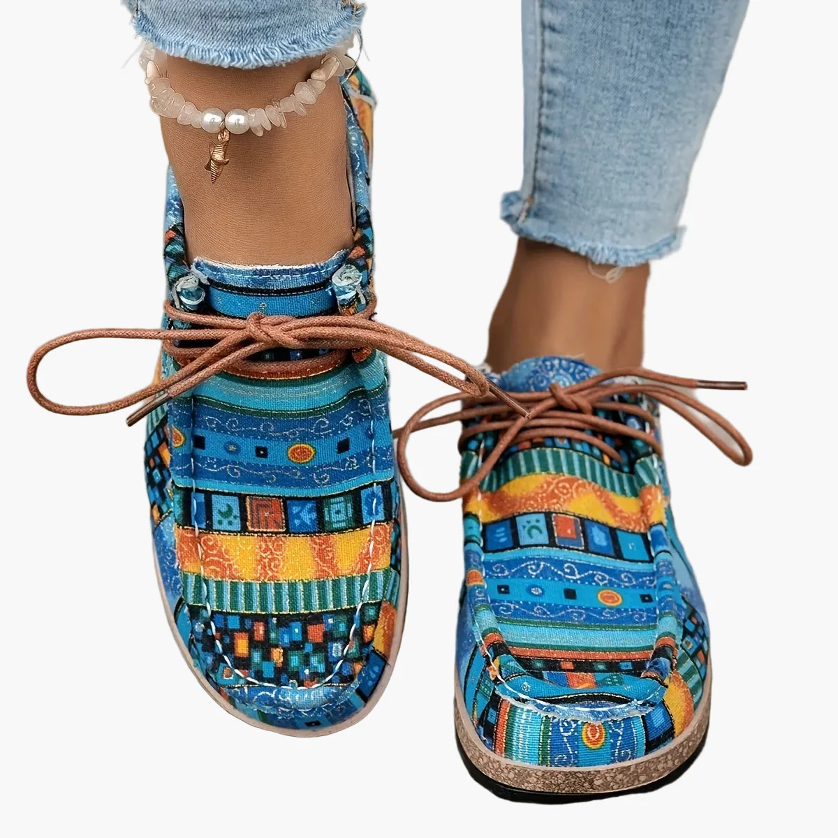 Chaussures décontractées vintage pour femme style mocassin à motifs ethniques - Image 4