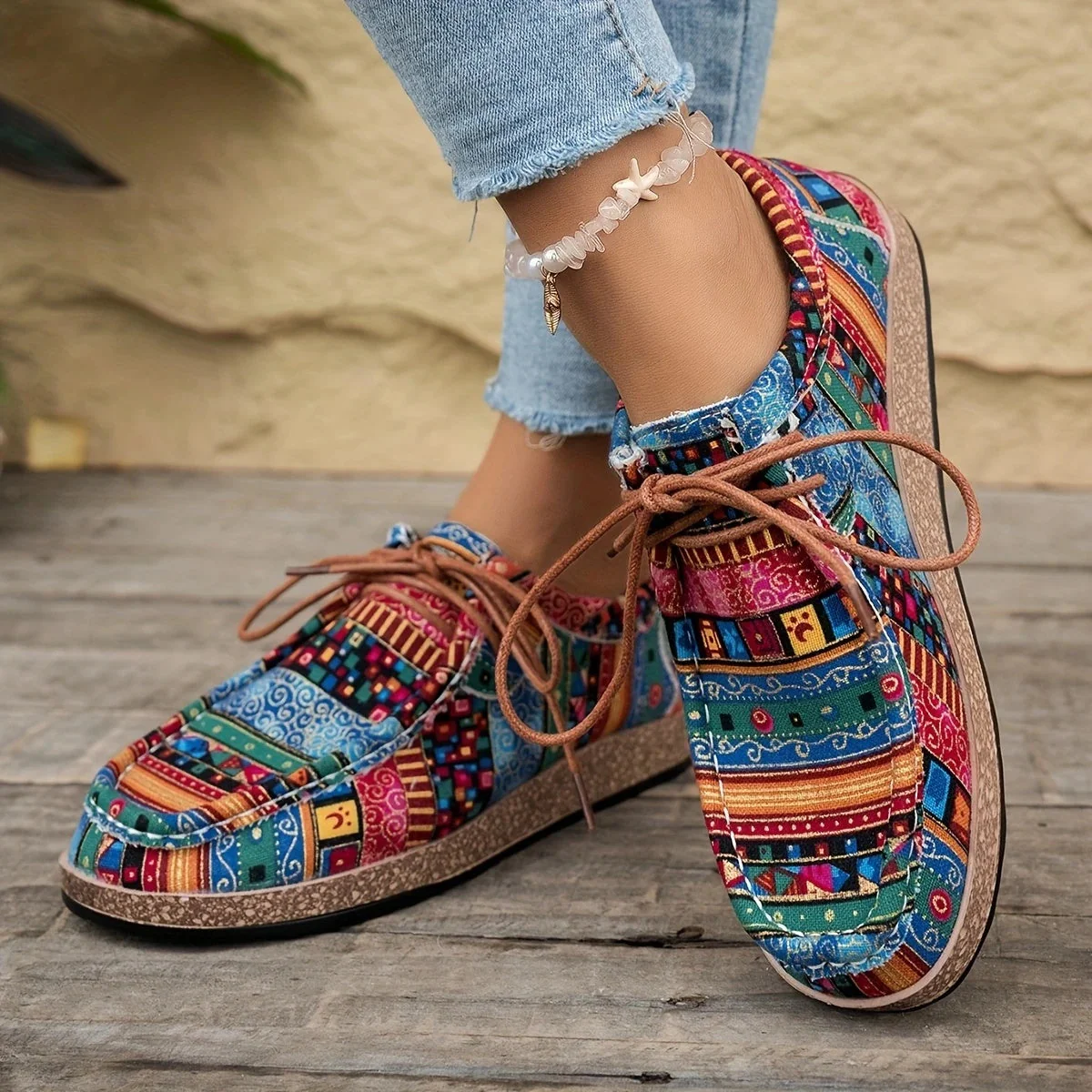 Chaussures décontractées vintage pour femme style mocassin à motifs ethniques - Image 6