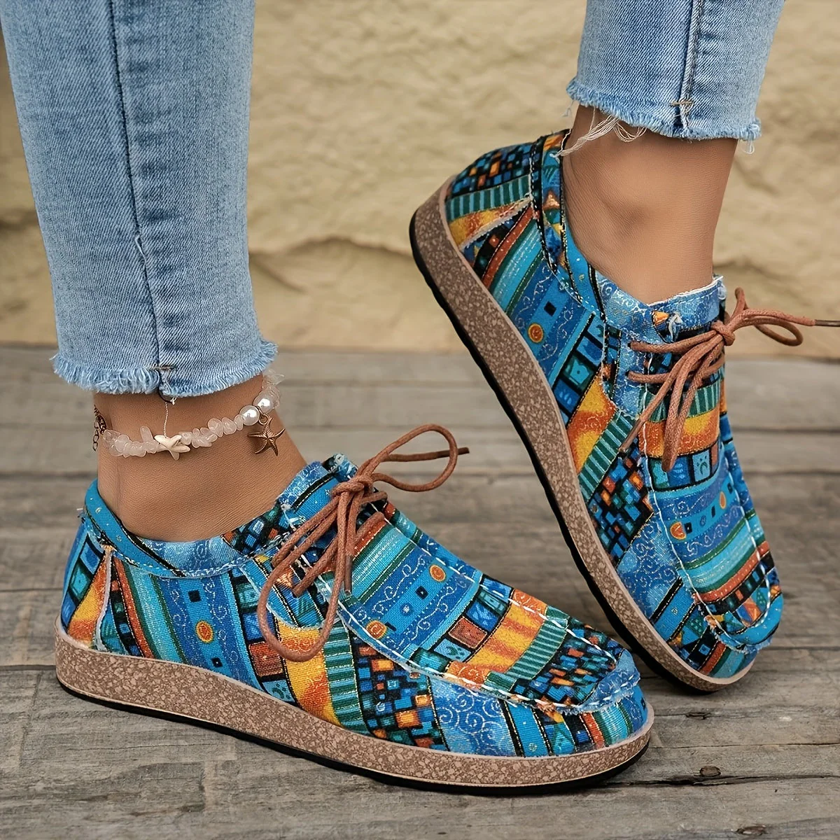 Chaussures décontractées vintage pour femme style mocassin à motifs ethniques - Image 7