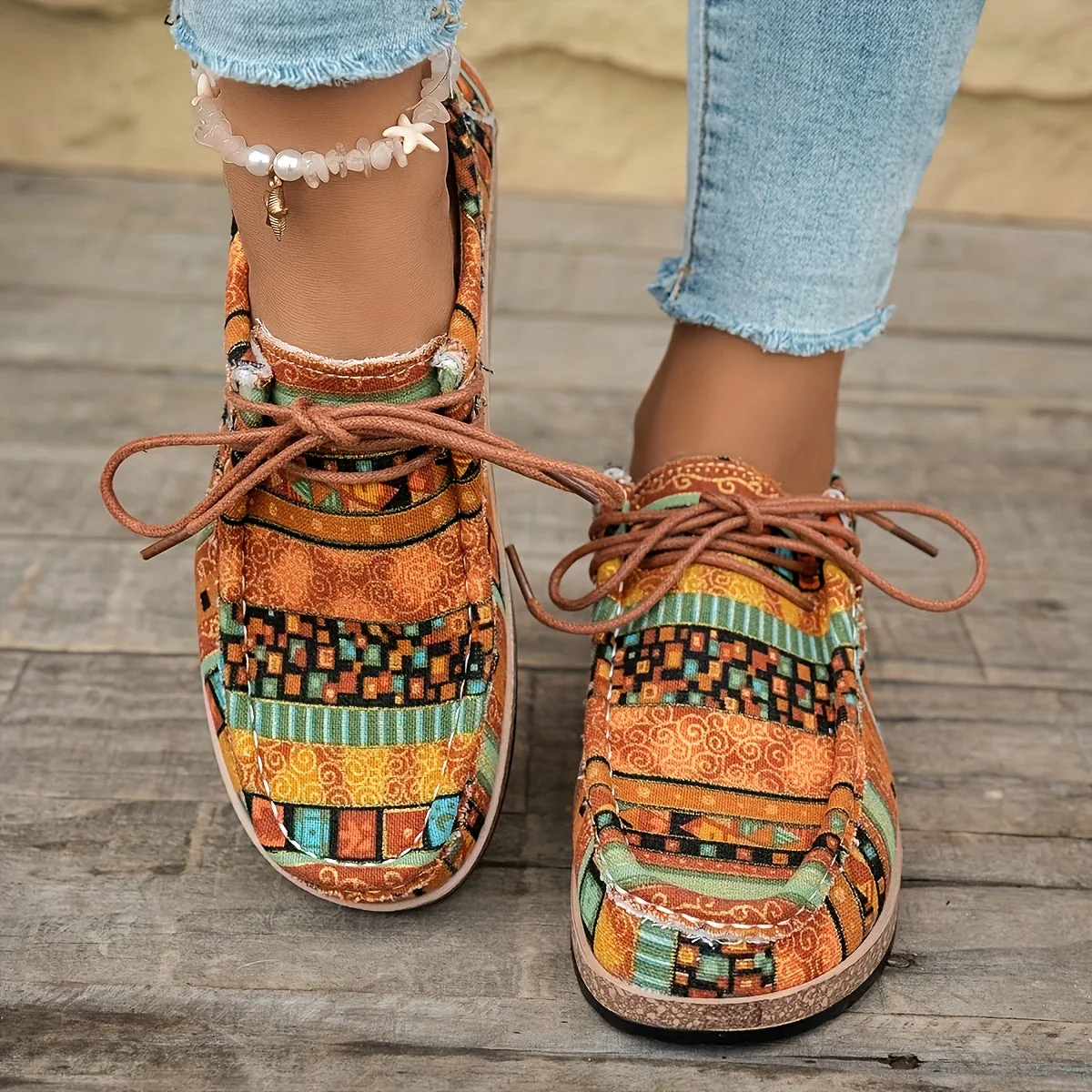 Chaussures décontractées vintage pour femme style mocassin à motifs ethniques - Image 9