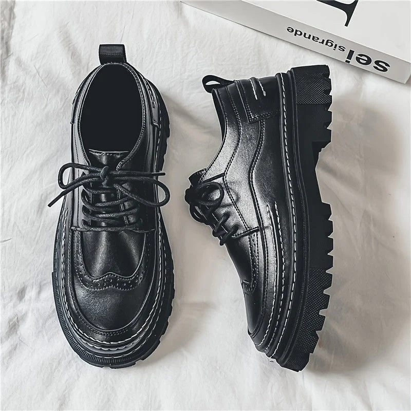 Chaussures Derby Homme Vintage à Semelle Épaisse – Style Urbain Élégant pour Mariage et Quotidien - Image 3