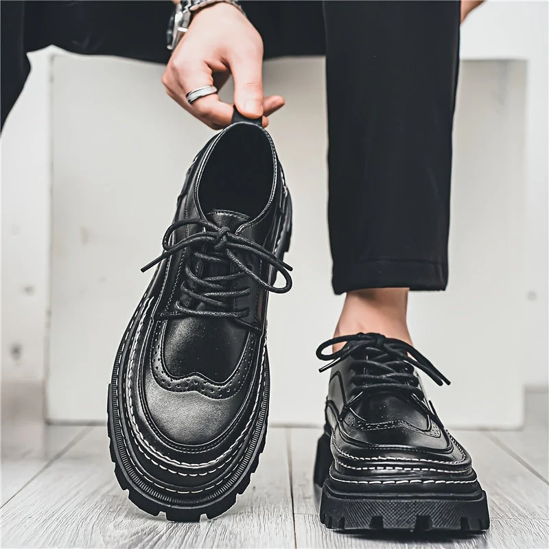 Chaussures Derby Homme Vintage à Semelle Épaisse – Style Urbain Élégant pour Mariage et Quotidien - Image 5