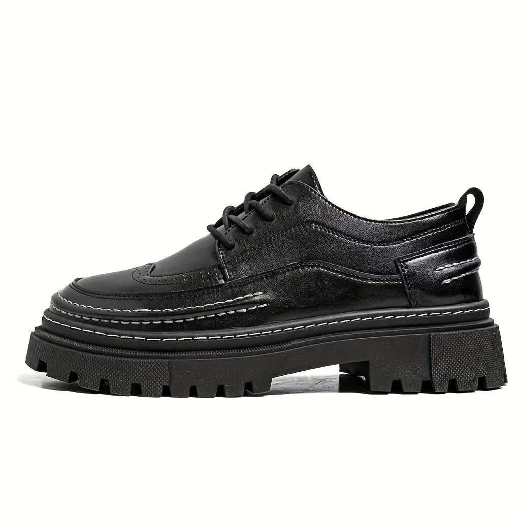 Chaussures Derby Homme Vintage à Semelle Épaisse – Style Urbain Élégant pour Mariage et Quotidien - Image 9