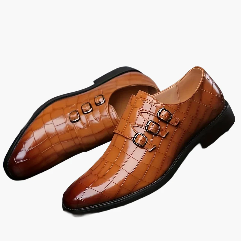 Chaussures habillées à boucle triple pour homme style vintage – élégance formelle et urbaine - Image 6