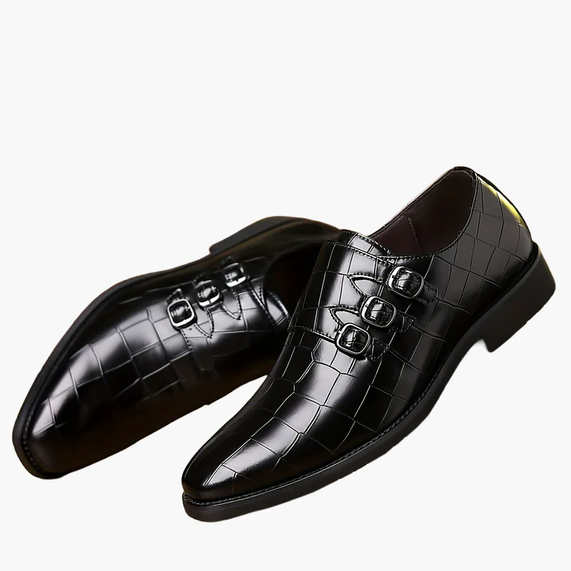 Chaussures habillées à boucle triple pour homme style vintage – élégance formelle et urbaine - Image 7