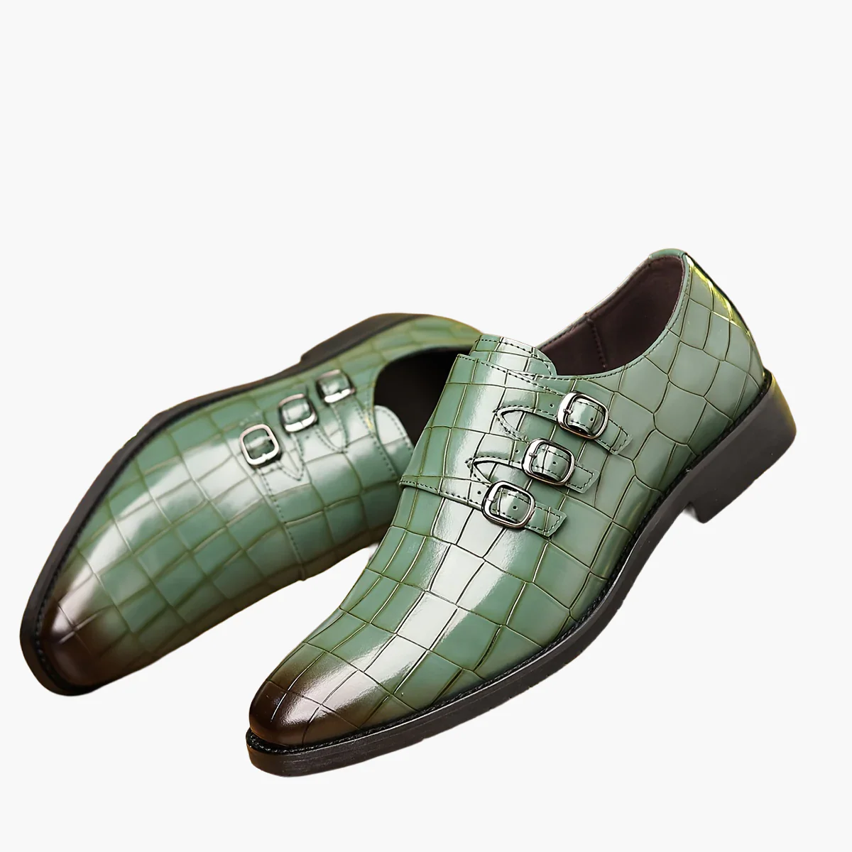 Chaussures habillées à boucle triple pour homme style vintage – élégance formelle et urbaine - Image 8