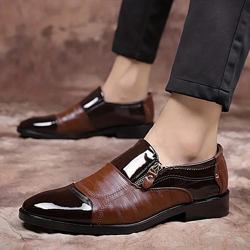 Chaussures habillées business pour homme style anglais à bout pointu avec fermeture éclair - Image 2