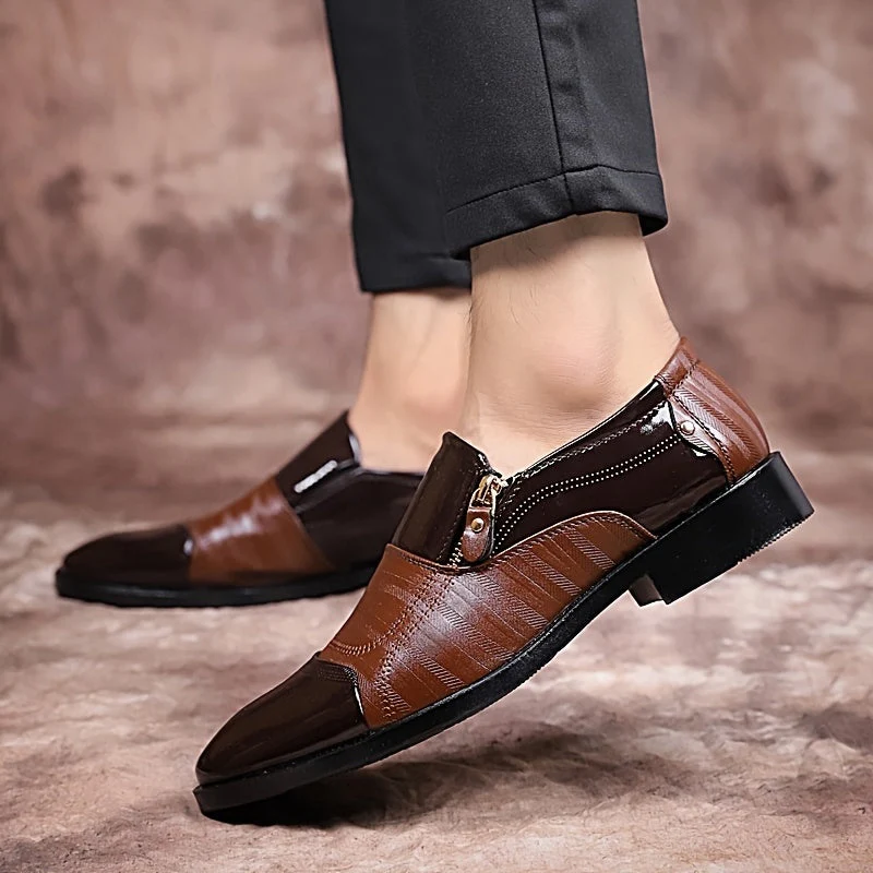 Chaussures habillées business pour homme style anglais à bout pointu avec fermeture éclair - Image 3