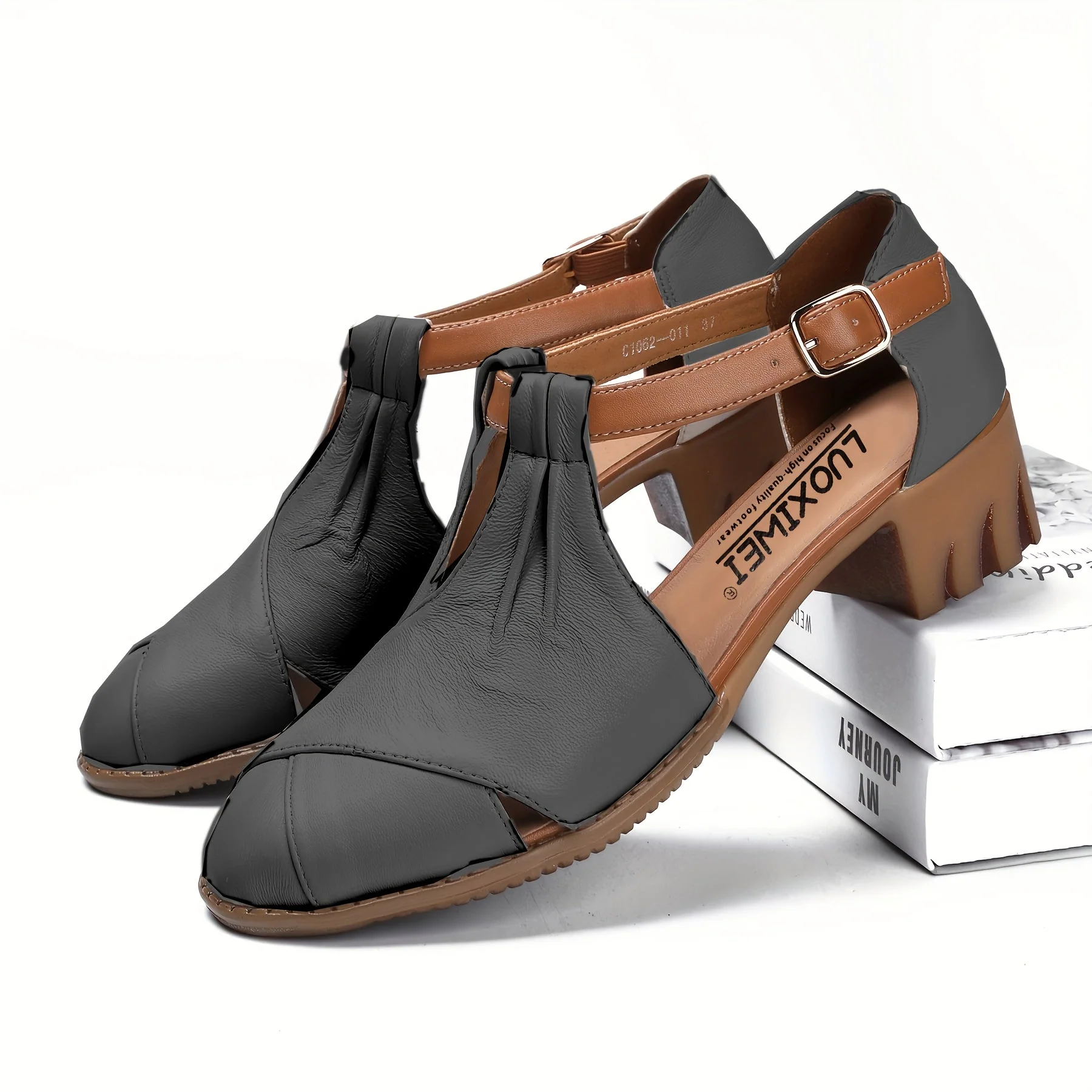 Chaussures à talon compensé pour femme style rétro confortable pour la marche et le quotidien - Image 2