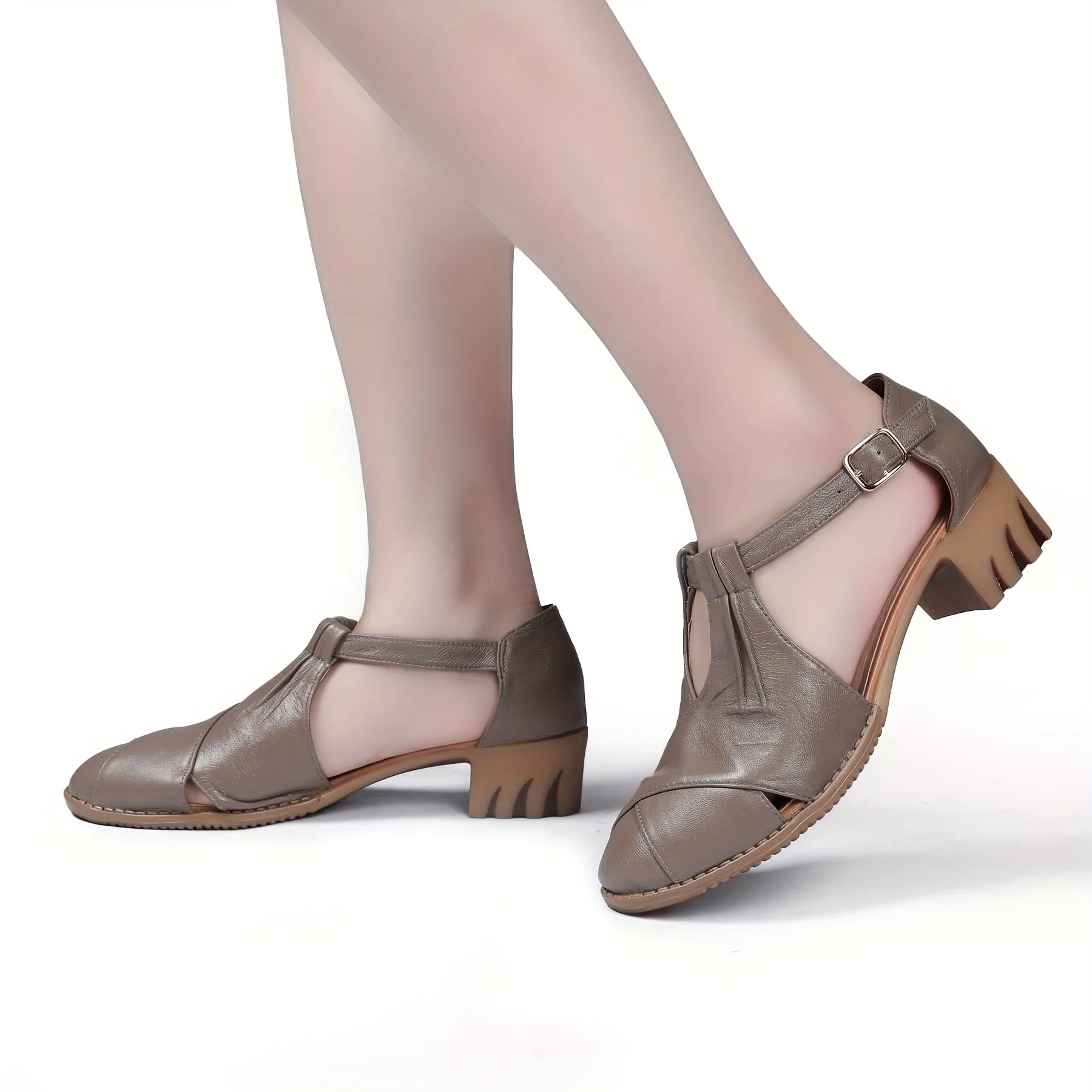 Chaussures à talon compensé pour femme style rétro confortable pour la marche et le quotidien - Image 7