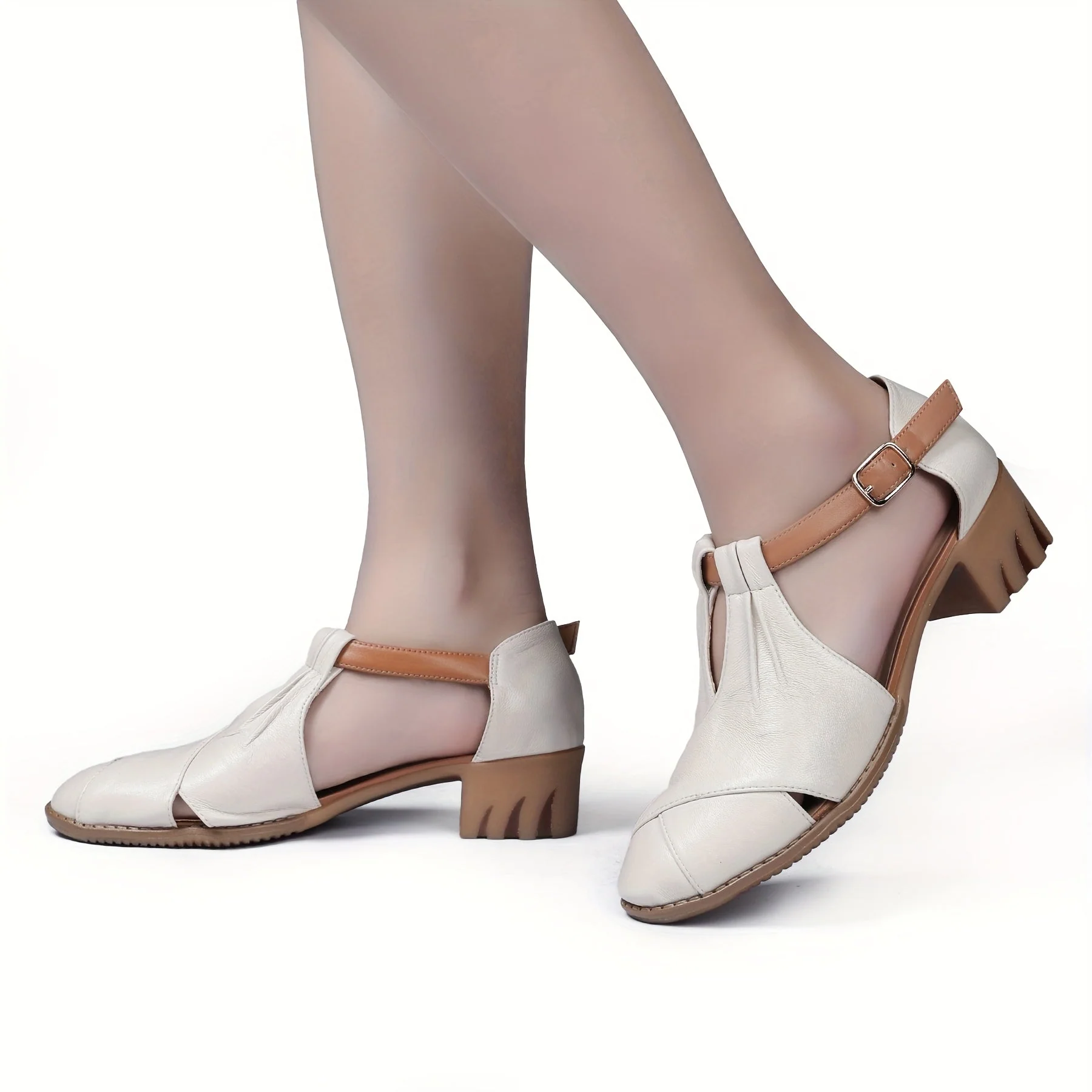 Chaussures à talon compensé pour femme style rétro confortable pour la marche et le quotidien - Image 9