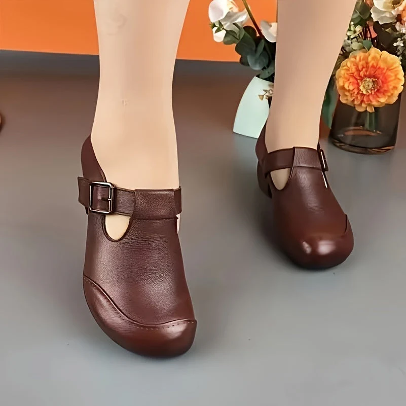 Chaussures à talon moyen femme style rétro à boucle élégante pour usage quotidien et bureau - Image 4
