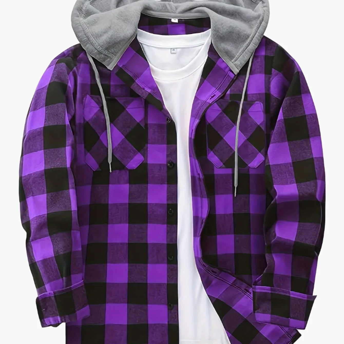 Chemise à carreaux décontractée avec capuche pour homme – Style tendance polyvalent - Image 13