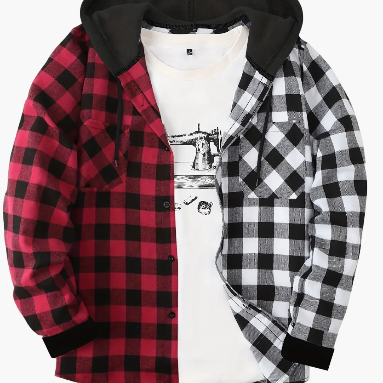 Chemise à carreaux décontractée avec capuche pour homme – Style tendance polyvalent - Image 17