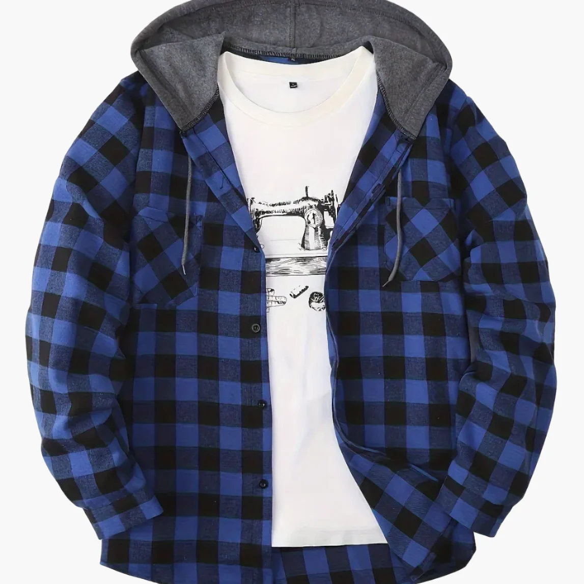 Chemise à carreaux décontractée avec capuche pour homme – Style tendance polyvalent - Image 20
