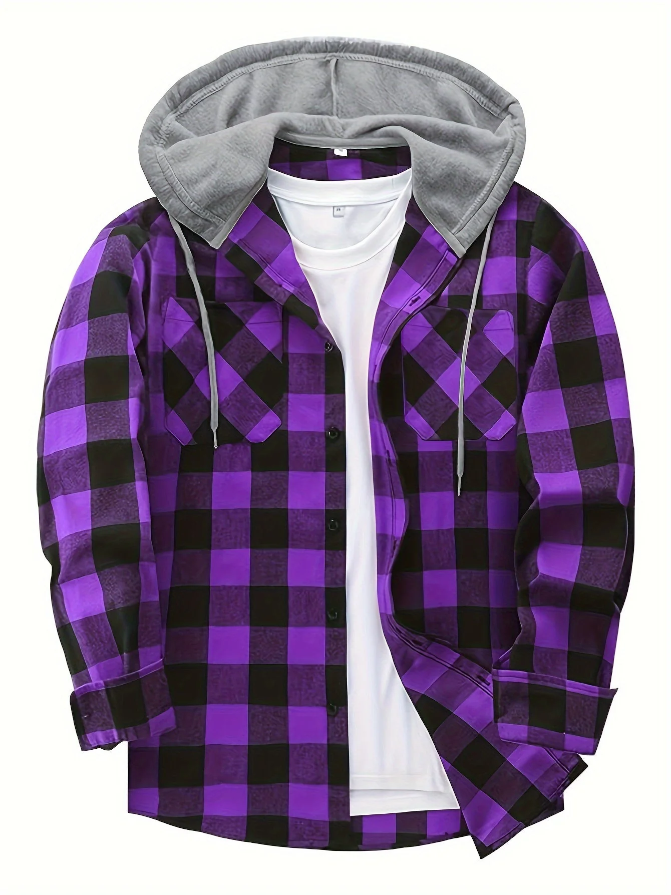 Chemise à carreaux décontractée avec capuche pour homme – Style tendance polyvalent - Image 3