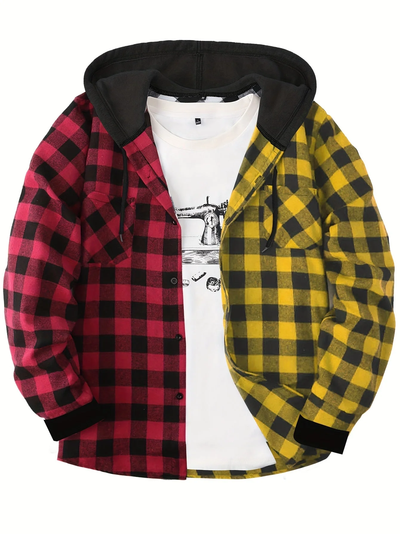Chemise à carreaux décontractée avec capuche pour homme – Style tendance polyvalent - Image 8