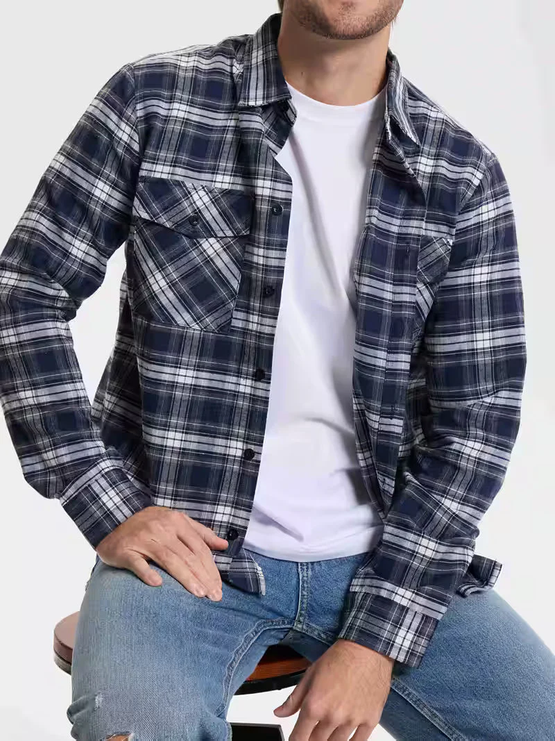 Chemise à carreaux décontractée pour homme, style surchemise, idéale pour le week-end - Image 2