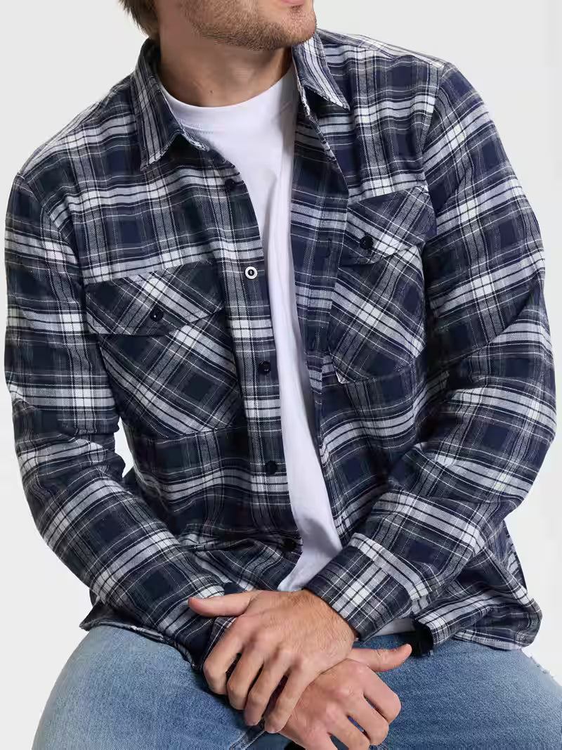 Chemise à carreaux décontractée pour homme, style surchemise, idéale pour le week-end - Image 3