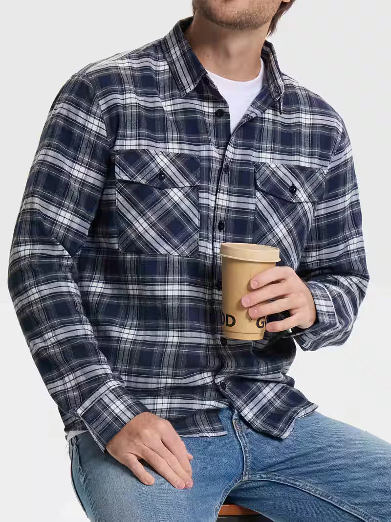 Chemise à carreaux décontractée pour homme, style surchemise, idéale pour le week-end - Image 5