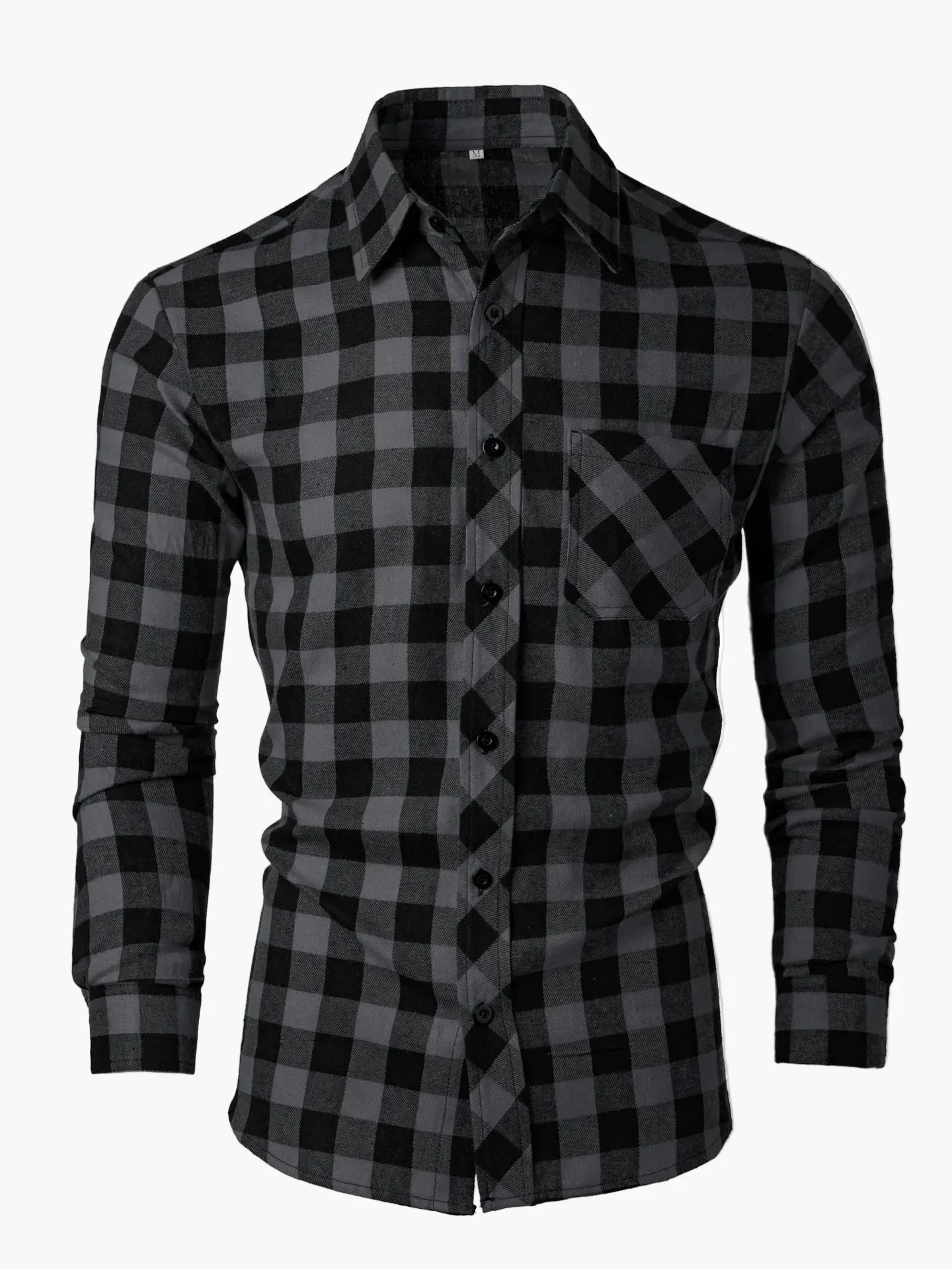 Chemise à carreaux manches longues style décontracté pour homme - Image 2