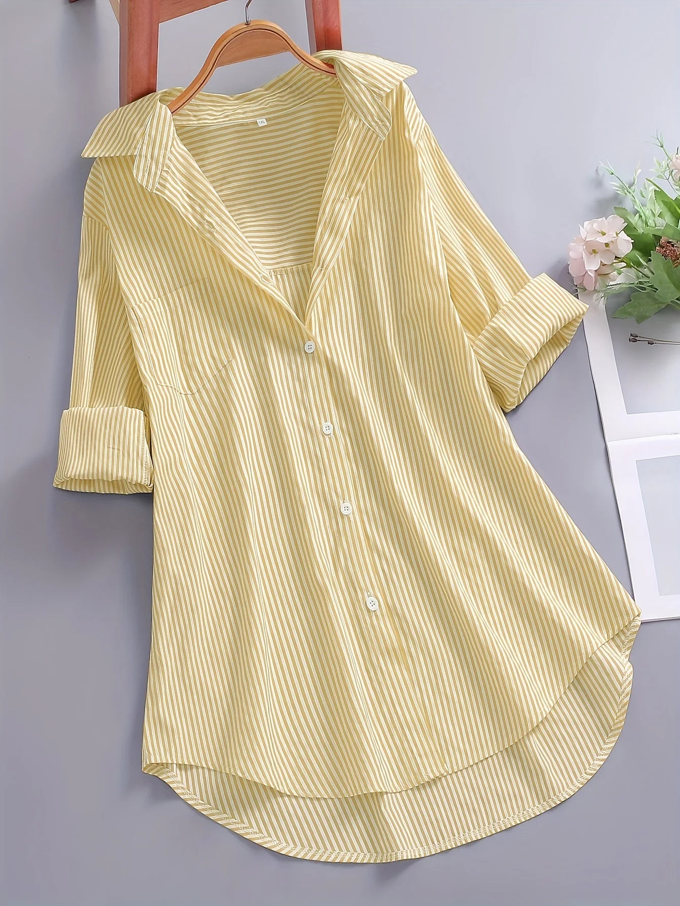 Chemise ample à rayures pour femme – Style décontracté pour bureau ou loisirs - Image 2