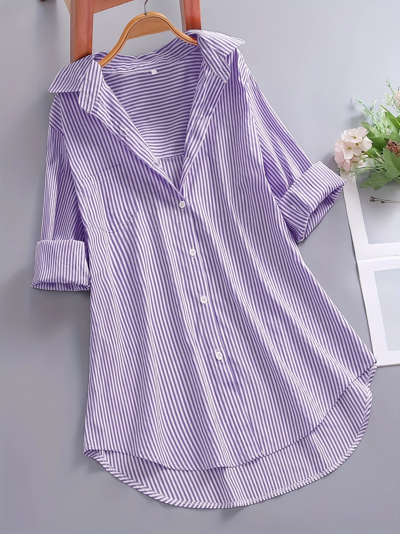 Chemise ample à rayures pour femme – Style décontracté pour bureau ou loisirs - Image 3
